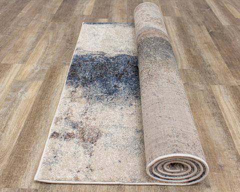 Breeze Cream Blue Brown Urban Rift Rug by Kalora Interiors