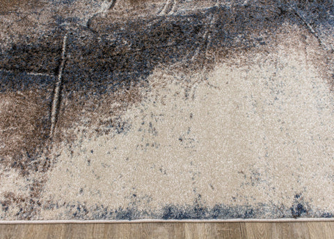 Breeze Cream Blue Brown Urban Rift Rug by Kalora Interiors