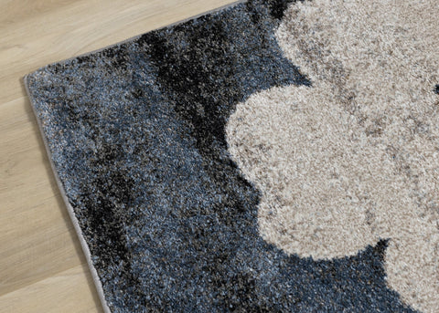 Breeze Blue Cream Black Poppies Rug by Kalora Interiors