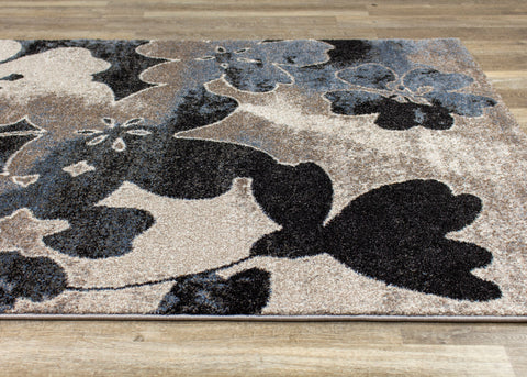 Breeze Blue Cream Black Poppies Rug By Kalora Interiors