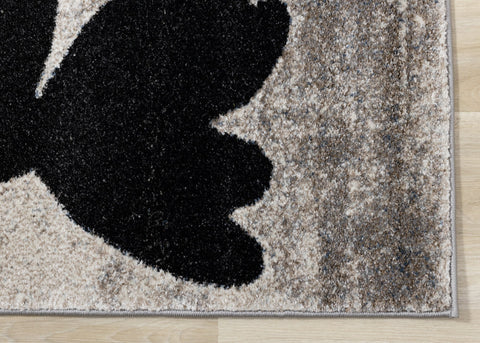 Breeze Blue Cream Black Poppies Rug by Kalora Interiors