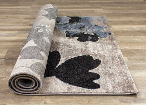 Breeze Blue Cream Black Poppies Rug By Kalora Interiors