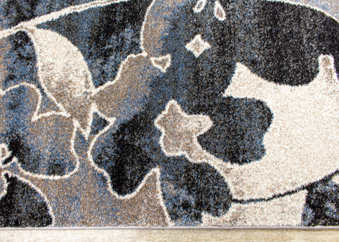 Breeze Blue Cream Black Poppies Rug By Kalora Interiors