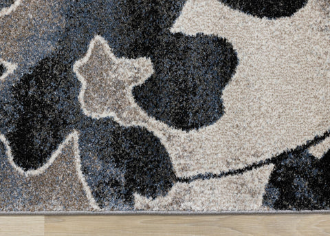 Breeze Blue Cream Black Poppies Rug by Kalora Interiors