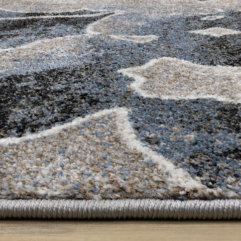 Breeze Blue Cream Black Poppies Rug by Kalora Interiors