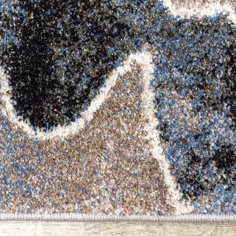 Breeze Blue Cream Black Poppies Rug By Kalora Interiors