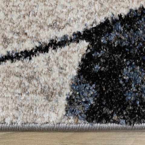 Breeze Blue Cream Black Poppies Rug by Kalora Interiors