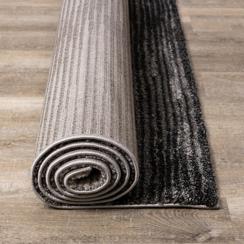 Breeze Grey Distressed Lines Rug by Kalora Interiors
