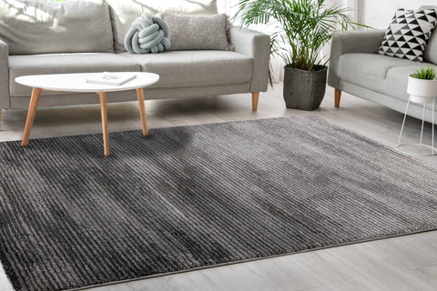 Breeze Grey Distressed Lines Rug by Kalora Interiors