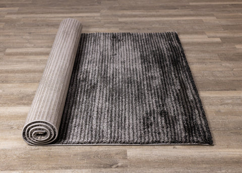 Breeze Grey Distressed Lines Rug by Kalora Interiors