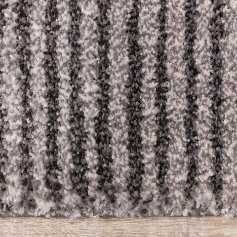 Breeze Grey Distressed Lines Rug by Kalora Interiors