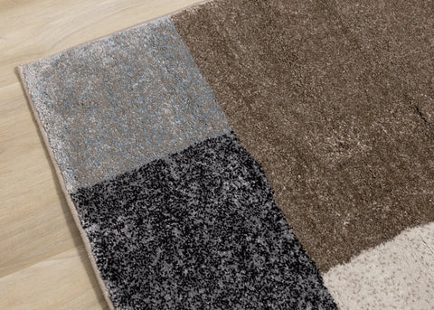 Breeze Cream Brown Grey Geometric Shapes Rug by Kalora Interiors