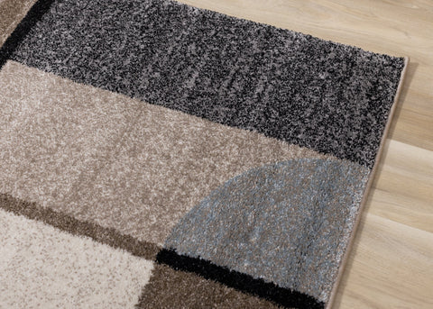 Breeze Cream Brown Grey Geometric Shapes Rug by Kalora Interiors