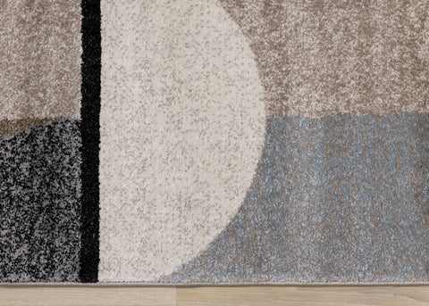 Breeze Cream Brown Grey Geometric Shapes Rug by Kalora Interiors
