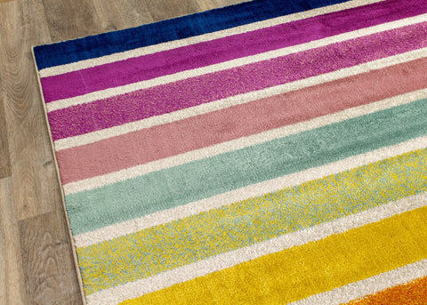 Brighton Pink Orange Stripes Rug by Kalora Interiors