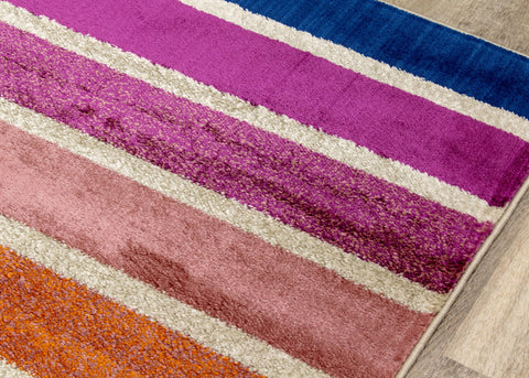 Brighton Pink Orange Stripes Rug by Kalora Interiors