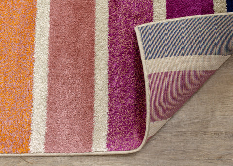 Brighton Pink Orange Stripes Rug by Kalora Interiors