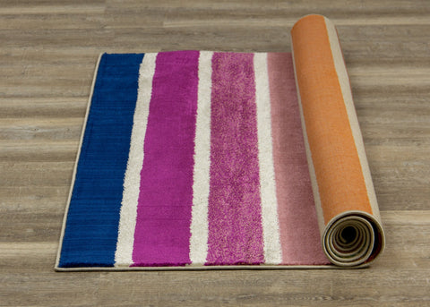 Brighton Pink Orange Stripes Rug by Kalora Interiors