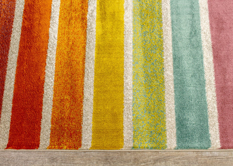 Brighton Pink Orange Stripes Rug by Kalora Interiors