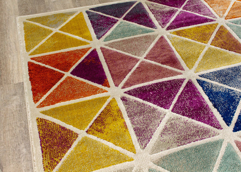 Brighton Beige Yellow Geometric Rug by Kalora Interiors