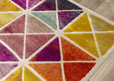 Brighton Beige Yellow Geometric Rug by Kalora Interiors