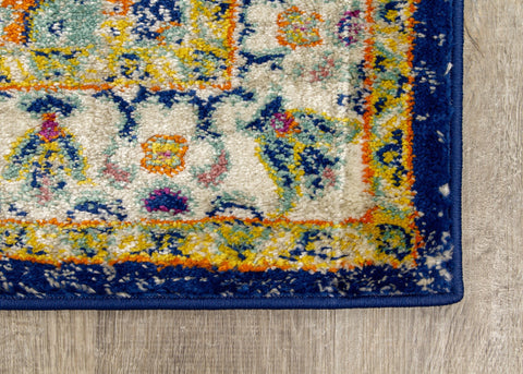Brighton Blue Beige Multicolour Traditional Rug by Kalora Interiors