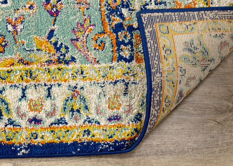 Brighton Blue Beige Multicolour Traditional Rug by Kalora Interiors