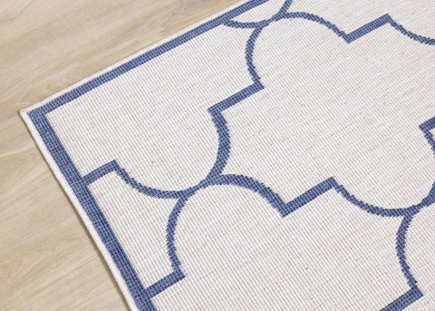 Bristol Blue White Outdoor Reversible Geometric Rug by Kalora Interiors