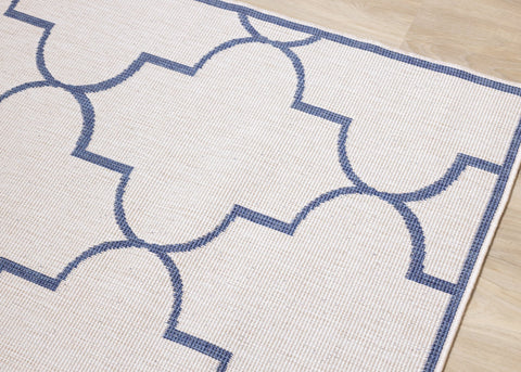 Bristol Blue White Outdoor Reversible Geometric Rug by Kalora Interiors