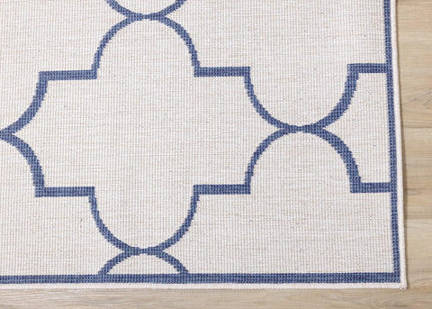Bristol Blue White Outdoor Reversible Geometric Rug by Kalora Interiors