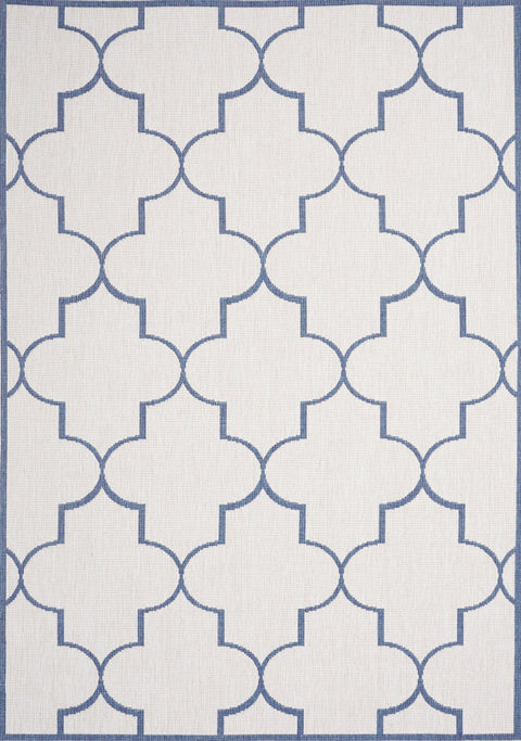 Bristol Blue White Outdoor Reversible Geometric Rug by Kalora Interiors