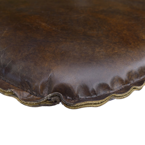 Metal Crossback Leather Cushion Seat | Vintage Leather Brown by LH Imports