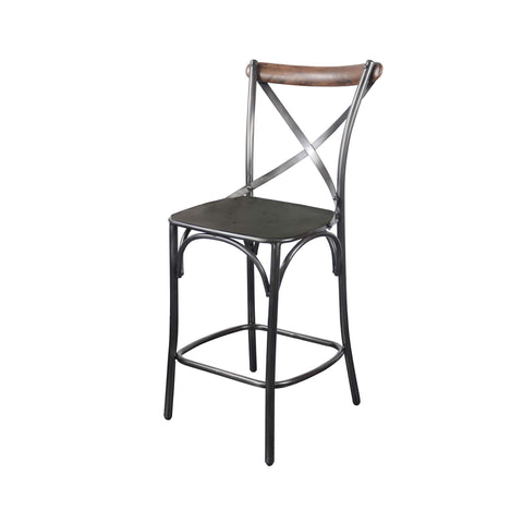 Metal Crossback Counter Stool by LH Imports