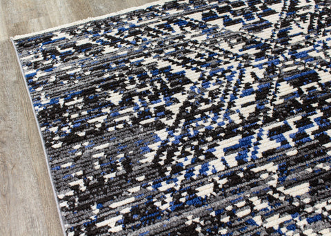 Calabar Black Grey Blue Global Inspired Rug by Kalora Interiors