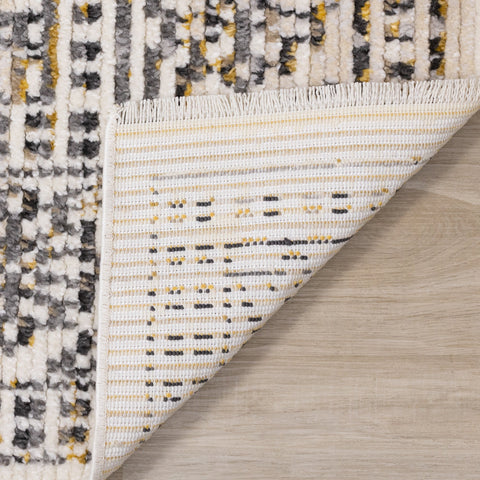 Calabar Cream Grey Yellow Elaborate Border Rug by Kalora Interiors