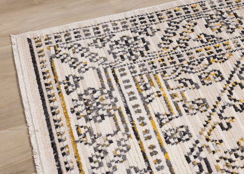 Calabar Cream Grey Yellow Elaborate Border Rug by Kalora Interiors