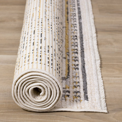 Calabar Cream Grey Yellow Elaborate Border Rug by Kalora Interiors