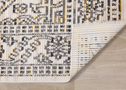 Calabar Cream Grey Yellow Elaborate Border Rug by Kalora Interiors