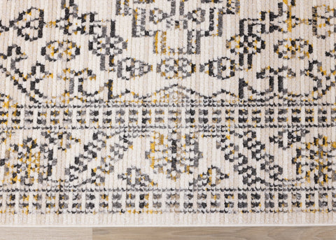 Calabar Cream Grey Yellow Elaborate Border Rug by Kalora Interiors