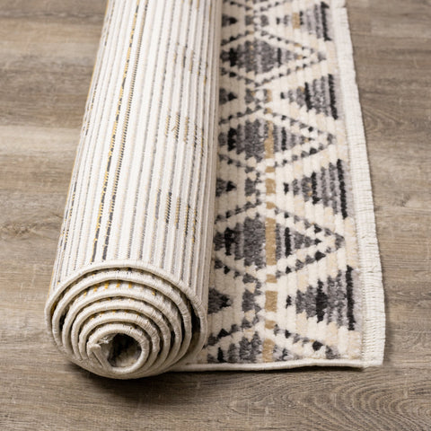 Calabar Cream Grey Yellow Tribal Rug by Kalora Interiors