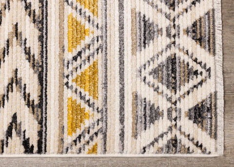 Calabar Cream Grey Yellow Tribal Rug by Kalora Interiors