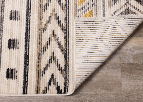 Calabar Cream Grey Yellow Tribal Rug by Kalora Interiors