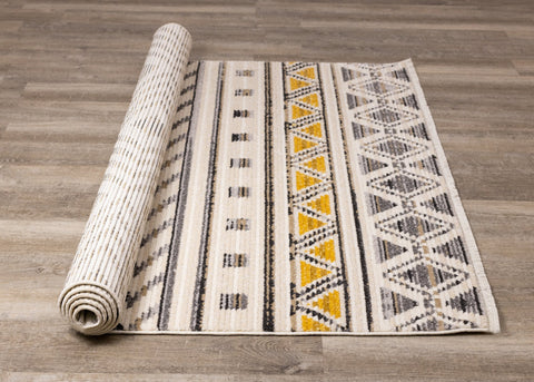Calabar Cream Grey Yellow Tribal Rug by Kalora Interiors