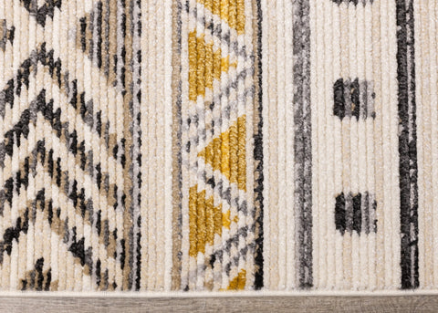 Calabar Cream Grey Yellow Tribal Rug by Kalora Interiors