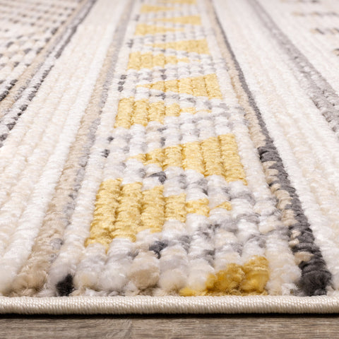 Calabar Cream Grey Yellow Tribal Rug by Kalora Interiors