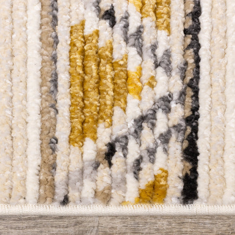 Calabar Cream Grey Yellow Tribal Rug by Kalora Interiors