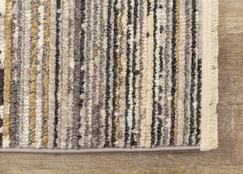 Calabar A077_36 Grey Beige White Banded Blend Rug By Kalora Interiors