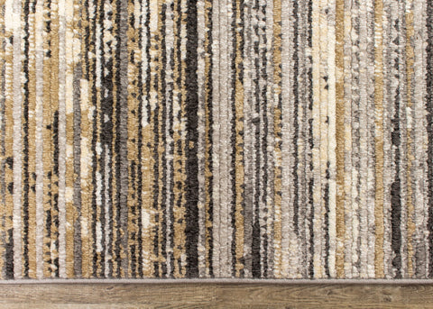 Calabar A077_36 Grey Beige White Banded Blend Rug By Kalora Interiors