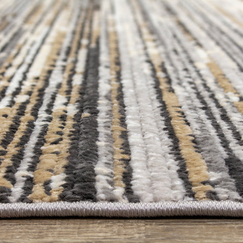 Calabar A077_36 Grey Beige White Banded Blend Rug By Kalora Interiors
