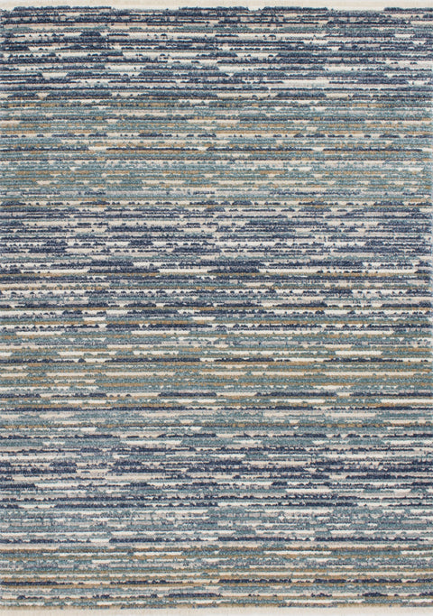 Calabar A078_38 Blue White Grey Banded Blend Rug By Kalora Interiors